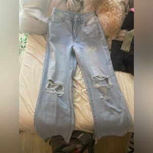 Ripped Straight Loose Casual Denim Trousers